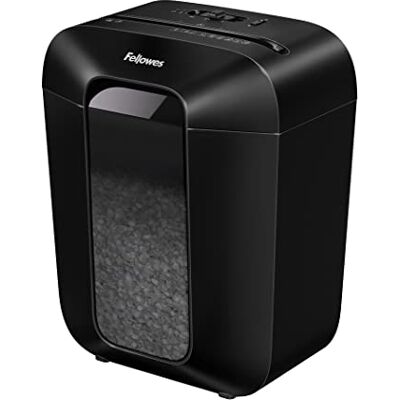 Fellowes Paper Shredder for Home Office Use, 8 Sheet Mini Cut, Deskside Shredders with 17 Litre Bin and Safety Lock, Powershred LX41 Advanced Security P4 – Black Fellowes Paper Shredder for Home Office Use, 8 Sheet Mini Cut, Deskside Shredders with 17 Litre Bin and Safety Lock, Powershred LX41 Advanced Security P4 – Black