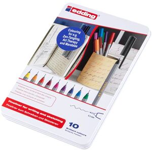 edding 55 - fineliner - set of 10 bright colours - 0.3 mm nib - colour pen for writing, drawing, underlining, illustrating - for children and adults, at school and in the home or office