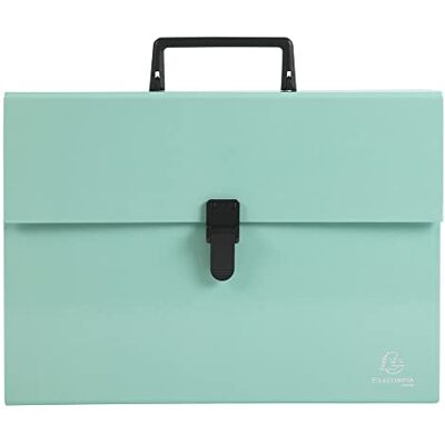 Exacompta Ref. 56763E 1 sorter case with Aquarel handle multi-coloured reinforced gussets clip button closure 18 compartments size 32x24 cm for A4 pastel green colour Exacompta Ref. 56763E 1 sorter case with Aquarel handle multi-coloured reinforced gussets clip button closure 18 compartments size 32x24 cm for A4 pastel green colour