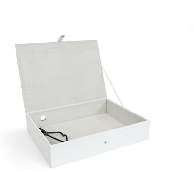 Osco Faux Leather Box File – Paperwork Archive, A4 Document Storage Box with Lock Spring & Press-Stud Fastening, Stylish Home & Office Filing Solution, 37.5×26.5×8 cm, Single, White Osco Faux Leather Box File – Paperwork Archive, A4 Document Storage Box with Lock Spring & Press-Stud Fastening, Stylish Home & Office Filing Solution, 37.5×26.5×8 cm, Single, White