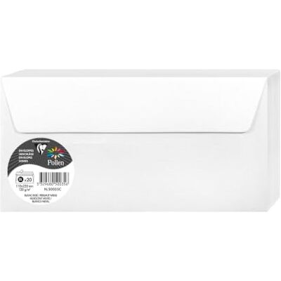 Clairefontaine 50035C iridescent White Paper Pack of 20 Self-Adhesive Envelopes DL 11x22cm 120gsm Invitation Events Correspondence Pollen Range Premium Clairefontaine 50035C iridescent White Paper Pack of 20 Self-Adhesive Envelopes DL 11x22cm 120gsm Invitation Events Correspondence Pollen Range Premium