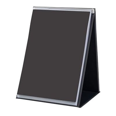 Rillstab Tabletop Flipchart A4 Portrait with 20 Clear Sleeves, Presentation Binder with Triangular Stand System, Portable Display Folder for Meetings, Training and Office, Black Rillstab Tabletop Flipchart A4 Portrait with 20 Clear Sleeves, Presentation Binder with Triangular Stand System, Portable Display Folder for Meetings, Training and Office, Black