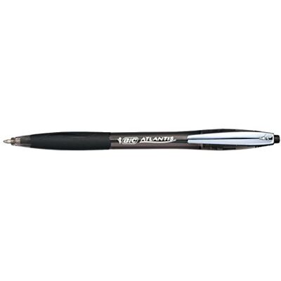 BIC Atlantis Classic Retractable Ball Pens Box of 12- Black Colour- Medium Point (1.0 mm) Soft Rubber Grip BIC Atlantis Classic Retractable Ball Pens Box of 12- Black Colour- Medium Point (1.0 mm) Soft Rubber Grip