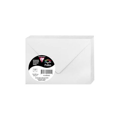 Clairefontaine 54030C Iridescent White Paper Pack of 20 Gummed Envelopes 7,5x10cm 120gsm Invitation Events Correspondence Cards Pollen Range Premium Smooth Clairefontaine 54030C Iridescent White Paper Pack of 20 Gummed Envelopes 7,5x10cm 120gsm Invitation Events Correspondence Cards Pollen Range Premium Smooth