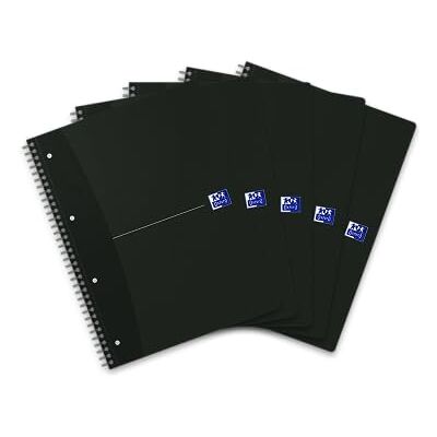 Oxford Smart Black 100050228 A4+ College Notepad Squared 70 Sheets 90 g/m² Optic Paper Pack of 5 Black Cover Oxford Smart Black 100050228 A4+ College Notepad Squared 70 Sheets 90 g/m² Optic Paper Pack of 5 Black Cover