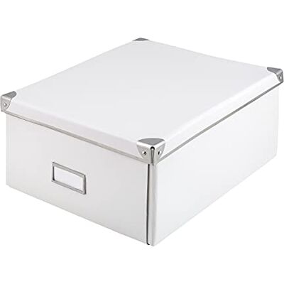 Idena storage box made of solid cardboard, lid reinforced with metal, including labelling field, approx. 36 x 28 x 17 cm Idena storage box made of solid cardboard, lid reinforced with metal, including labelling field, approx. 36 x 28 x 17 cm