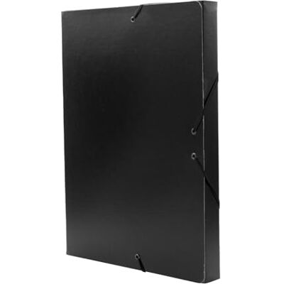 RAYLU PAPER Project Folder Matt A4 with 3 cm Spine Width, Sturdy Cardboard Folder and Closure with Elastic Bands for School Projects or Office, 34 x 24 cm (Black) RAYLU PAPER Project Folder Matt A4 with 3 cm Spine Width, Sturdy Cardboard Folder and Closure with Elastic Bands for School Projects or Office, 34 x 24 cm (Black)