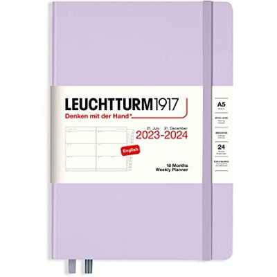 LEUCHTTURM1917 367596 Weekly Planner Medium (A5) 2024, 18 Months, Lilac, English LEUCHTTURM1917 367596 Weekly Planner Medium (A5) 2024, 18 Months, Lilac, English