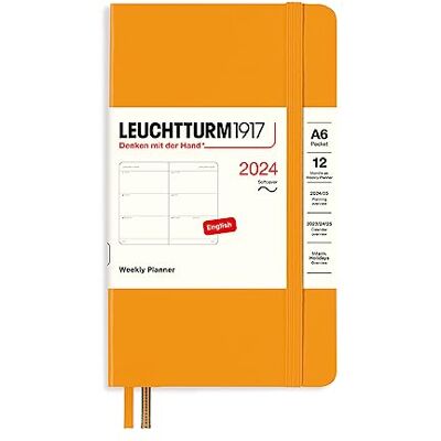 LEUCHTTURM1917 367676 Weekly Diary Softcover Pocket (A6) 2024, 12 Months, Rising Sun, English LEUCHTTURM1917 367676 Weekly Diary Softcover Pocket (A6) 2024, 12 Months, Rising Sun, English