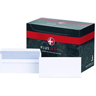 Bong Plus Fabric DL Prestige White 120gsm Self Seal Wallet Box of 500 Envelopes Bong Plus Fabric DL Prestige White 120gsm Self Seal Wallet Box of 500 Envelopes