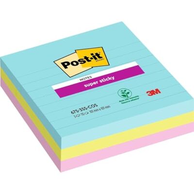 Post-it Super Sticky Large Notes, Lined, 3 Pads (210 Sheets), 101 x 101 mm Post-it Super Sticky Large Notes, Lined, 3 Pads (210 Sheets), 101 x 101 mm