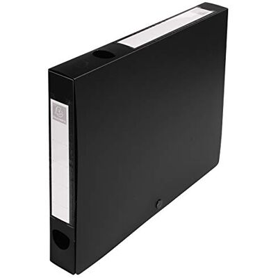 Exacompta Ref. 54631E 10 press-fit archive boxes in opaque polypropylene 40 mm back label holder on both sides for A4 format size 25x33 cm black color delivered flat Exacompta Ref. 54631E 10 press-fit archive boxes in opaque polypropylene 40 mm back label holder on both sides for A4 format size 25x33 cm black color delivered flat