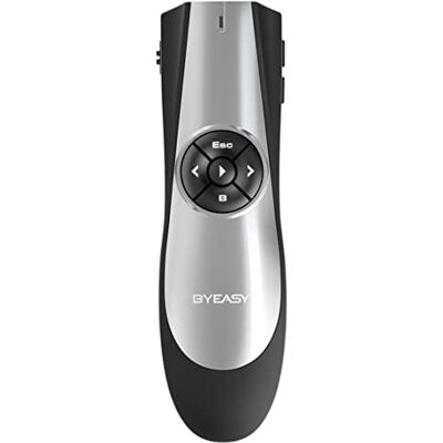 BYEASY Presentation Clicker for Powerpoint, Wireless Presenter Remote Control with Volume Control for Teaching Presentations Speech School Assemblies and etc Green Laser BYEASY Presentation Clicker for Powerpoint, Wireless Presenter Remote Control with Volume Control for Teaching Presentations Speech School Assemblies and etc Green Laser