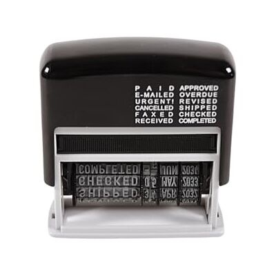 Cathedral Products 12-in-1 Self Inking Date Stamp Date Stamp Plus 12 Phrases 3.8mm Character Height Cathedral Products 12-in-1 Self Inking Date Stamp Date Stamp Plus 12 Phrases 3.8mm Character Height