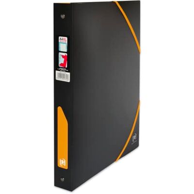Oxford Nomade for Students A4XL 40mm Spine 4 Ring Binder Polypropylene Two Tone Black Orange Oxford Nomade for Students A4XL 40mm Spine 4 Ring Binder Polypropylene Two Tone Black Orange