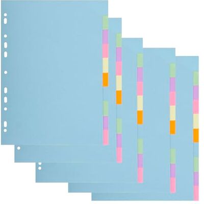 Exacompta Pack of 5 divider sets recycled card 10 blank tabs A4 Exacompta Pack of 5 divider sets recycled card 10 blank tabs A4