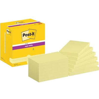 Post-it Super Sticky Notes, 12 Pads (1080 Sheets), 127 mm x 76 mm, Yellow Post-it Super Sticky Notes, 12 Pads (1080 Sheets), 127 mm x 76 mm, Yellow