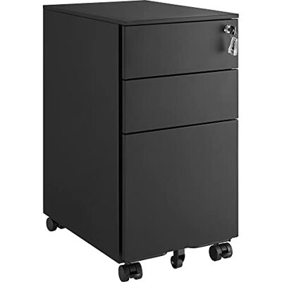 SONGMICS Mobile File Cabinet, Office Cabinet with Wheels and Lock For A4, Legal, Letter-Sized Documents, Hanging File Folders, Matte Black, BEREND Collection OFC031B01 SONGMICS Mobile File Cabinet, Office Cabinet with Wheels and Lock For A4, Legal, Letter-Sized Documents, Hanging File Folders, Matte Black, BEREND Collection OFC031B01