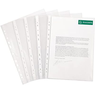Exacompta 100 Punched Pockets PVC Smooth 8/100 mm Clear Exacompta 100 Punched Pockets PVC Smooth 8/100 mm Clear