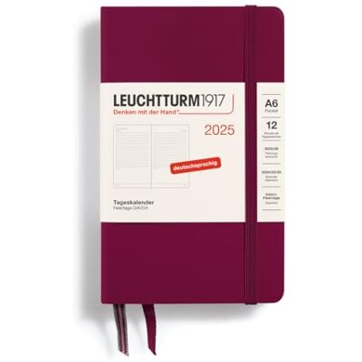 LEUCHTTURM1917 370600 Daily Calendar 2025, Pocket A6 Hardcover 12 Month Planner and Notebook, 80 g, Lined Sky LEUCHTTURM1917 370600 Daily Calendar 2025, Pocket A6 Hardcover 12 Month Planner and Notebook, 80 g, Lined Sky