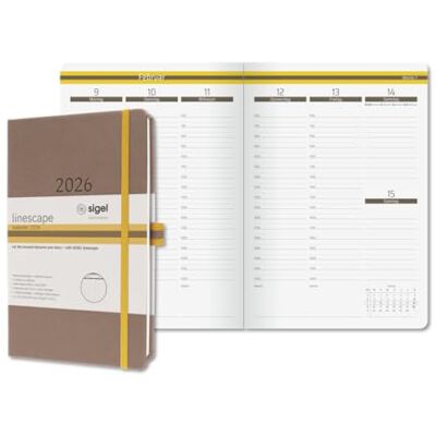 Sigel L2605 Weekly Planner 2026 A5 Vertical Week to View Hard Cover Brown Yellow German Language Calendar 176 Pages FSC Certified Calendar Book Diary Linescape Sigel L2605 Weekly Planner 2026 A5 Vertical Week to View Hard Cover Brown Yellow German Language Calendar 176 Pages FSC Certified Calendar Book Diary Linescape