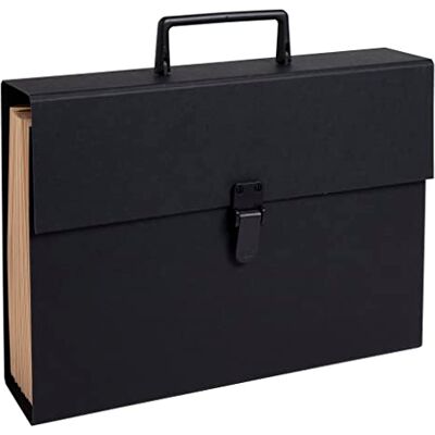 Exacompta 58421E Premium Document Case with Clip Closure and Carry Handle DIN A4 20 Compartments 34.5 x 24.5 x 8 cm Black Exacompta 58421E Premium Document Case with Clip Closure and Carry Handle DIN A4 20 Compartments 34.5 x 24.5 x 8 cm Black