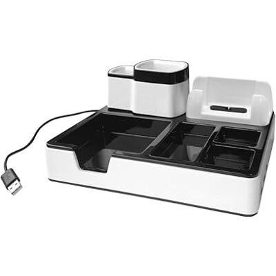 Monolith DO 003-17 Desk Organiser, Desk Organiser with 3 USB Charging Ports, Smartphone Slot, Pen Holder and Storage Compartment, 1 Piece Monolith DO 003-17 Desk Organiser, Desk Organiser with 3 USB Charging Ports, Smartphone Slot, Pen Holder and Storage Compartment, 1 Piece