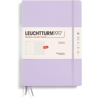 LEUCHTTURM1917 370639 Weekly Calendar & Notebook 2025, Composition B5 Hardcover 12-Month Planner, Lined Lilac, English LEUCHTTURM1917 370639 Weekly Calendar & Notebook 2025, Composition B5 Hardcover 12-Month Planner, Lined Lilac, English