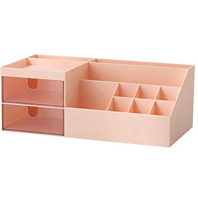 Marknor Pink Makeup Organizer, 10-Compartment & 2-Drawer, Modern & Functional, Cosmetics & Office Supplies, 9.6*4.7*3.6 inches, ABS Plastic Marknor Pink Makeup Organizer, 10-Compartment & 2-Drawer, Modern & Functional, Cosmetics & Office Supplies, 9.6*4.7*3.6 inches, ABS Plastic