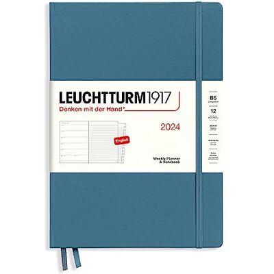LEUCHTTURM1917 367762 Weekly Calendar & Notebook Composition (B5) 2024, 12 Months, Stone Blue, English LEUCHTTURM1917 367762 Weekly Calendar & Notebook Composition (B5) 2024, 12 Months, Stone Blue, English