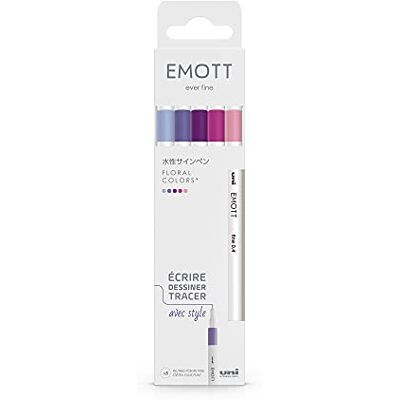 uni-ball Emott Mitsubishi Pencil Pack of 5 Felt Tip Pens for Writing, Drawing, Tracing with Style Fine Tip 0.4 mm Mauve, Lilac, Candy Pink, Hot Pink, Navy Mist uni-ball Emott Mitsubishi Pencil Pack of 5 Felt Tip Pens for Writing, Drawing, Tracing with Style Fine Tip 0.4 mm Mauve, Lilac, Candy Pink, Hot Pink, Navy Mist