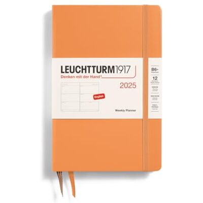 LEUCHTTURM1917 371015 Weekly Planner Paperback (B6+) 2025, Apricot, English LEUCHTTURM1917 371015 Weekly Planner Paperback (B6+) 2025, Apricot, English