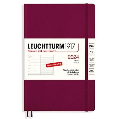 LEUCHTTURM1917 367811 Weekly Calendar & Notebook Paperback (B6+) 2024, Soft Cover, Port Red, German, 12 Months LEUCHTTURM1917 367811 Weekly Calendar & Notebook Paperback (B6+) 2024, Soft Cover, Port Red, German, 12 Months
