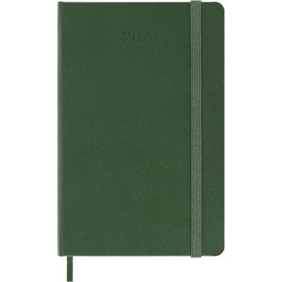 Moleskine Daily Planner 2027, Hard Cover 12 Month Diary with Elastic Closure, Pocket Size 9x14 Cm, Myrtle Green Moleskine Daily Planner 2027, Hard Cover 12 Month Diary with Elastic Closure, Pocket Size 9x14 Cm, Myrtle Green
