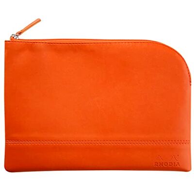 Rhodia 116646C Faux Leather Zipped Pouch Tangerine Size M (16 x 22 cm) Genuine Stitching Orange Fabric Inside Storage for Documents, Small Supplies Rhodia 116646C Faux Leather Zipped Pouch Tangerine Size M (16 x 22 cm) Genuine Stitching Orange Fabric Inside Storage for Documents, Small Supplies