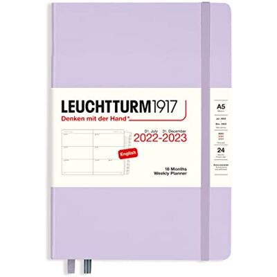 LEUCHTTURM1917 366033 Weekly Planner Medium (A5) 2023, 18 Months, Lilac, English LEUCHTTURM1917 366033 Weekly Planner Medium (A5) 2023, 18 Months, Lilac, English