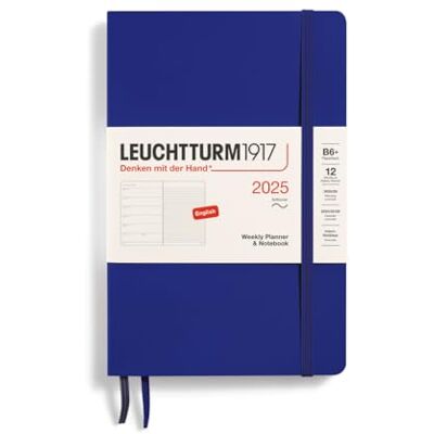 LEUCHTTURM1917 370659 Weekly Calendar & Notebook 2025, Paperback B6+ Softcover 12-Month Planner, Lined Ink, English LEUCHTTURM1917 370659 Weekly Calendar & Notebook 2025, Paperback B6+ Softcover 12-Month Planner, Lined Ink, English