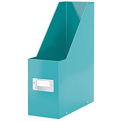 Leitz Magazine File Holder, A4, Cardboard Document Storage Box with Label, Foldable, for Home, Office & School, Click and Store Range 60470051 Ice Blue Leitz Magazine File Holder, A4, Cardboard Document Storage Box with Label, Foldable, for Home, Office & School, Click and Store Range 60470051 Ice Blue