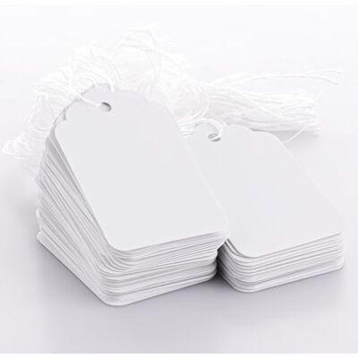 ASelected 1000 Pcs White Price Tags with String, 28x45mm Writable Price Labels Paper Blank Strung Price Tags, Kraft Hang Price Tag for Clothing, Jewelry, Gifts Display Price ASelected 1000 Pcs White Price Tags with String, 28x45mm Writable Price Labels Paper Blank Strung Price Tags, Kraft Hang Price Tag for Clothing, Jewelry, Gifts Display Price