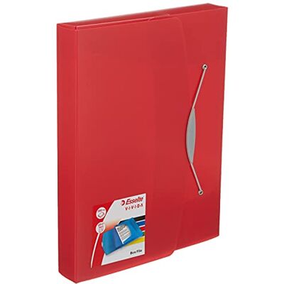 Esselte Box File, Holds up to 350 A4 Sheets, Elastic Closure, Flexible Plastic, Translucent red, VIVIDA Range Esselte Box File, Holds up to 350 A4 Sheets, Elastic Closure, Flexible Plastic, Translucent red, VIVIDA Range