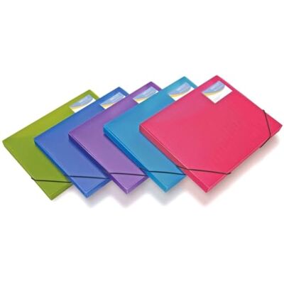 Rapesco 0804 25mm Elasticated Box File, A4+, Pack of 5 Bright Transparent Colours Rapesco 0804 25mm Elasticated Box File, A4+, Pack of 5 Bright Transparent Colours