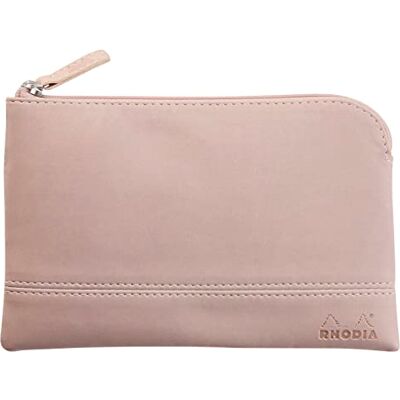 Rhodia 116530C Faux Leather Zipped Pouch Pink Size S (11 x 17 cm) Genuine Stitching Orange Fabric Inside Storage for Documents, Small Supplies Rhodia 116530C Faux Leather Zipped Pouch Pink Size S (11 x 17 cm) Genuine Stitching Orange Fabric Inside Storage for Documents, Small Supplies