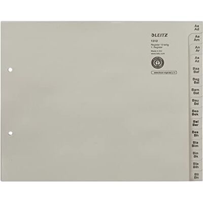 Leitz 13120085 Index Series A-Z A4 Paper for 12 Folders Grey Leitz 13120085 Index Series A-Z A4 Paper for 12 Folders Grey