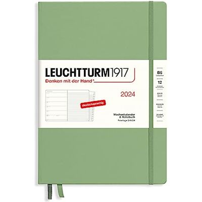 LEUCHTTURM1917 367759 Weekly Calendar & Notebook Composition (B5) 2024, with Extra Book for Addresses and Anniversaries, Sage, German, 12 Months LEUCHTTURM1917 367759 Weekly Calendar & Notebook Composition (B5) 2024, with Extra Book for Addresses and Anniversaries, Sage, German, 12 Months