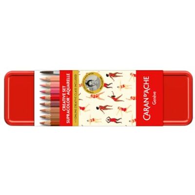 Caran d'Ache Supracolour Aquarelle Creative Set, Nina Cosford, 12 Pieces, 1 Brush, Art Supplies, Artist, Drawing, Water-Soluble Pencils, Dry, Wet Application, Water-Soluble Lead, FSC Certified Caran d'Ache Supracolour Aquarelle Creative Set, Nina Cosford, 12 Pieces, 1 Brush, Art Supplies, Artist, Drawing, Water-Soluble Pencils, Dry, Wet Application, Water-Soluble Lead, FSC Certified