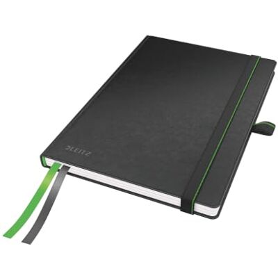 Leitz Complete Quality Notebook A5 Squared, 160 Pages, 80 Sheets, Hardcover, 100 g/m² Paper FSC Certified, Fastener, Bookmark, Pen Loop, Black, 44770095 Leitz Complete Quality Notebook A5 Squared, 160 Pages, 80 Sheets, Hardcover, 100 g/m² Paper FSC Certified, Fastener, Bookmark, Pen Loop, Black, 44770095