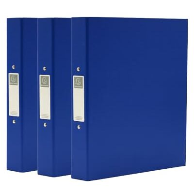 Exacompta A4 Ring Binder, 30mm Spine, 2 Ring, Document Folder, Assorted, Pack of 3 in Blue, Stationery Folders for Filing Paperwork and Document Organisation 226/0002Z Exacompta A4 Ring Binder, 30mm Spine, 2 Ring, Document Folder, Assorted, Pack of 3 in Blue, Stationery Folders for Filing Paperwork and Document Organisation 226/0002Z