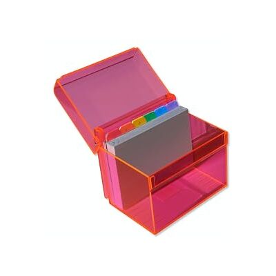 Osco Medium Neon Acrylic Index Box, A to Z Divider Tabs, 100 Lined Note Cards, Ruled Revision Flash Cards, Recipe Notes, Office Contacts Filing, Desktop Organiser, Holds 6" × 4" Cards (148 × 105 mm) Osco Medium Neon Acrylic Index Box, A to Z Divider Tabs, 100 Lined Note Cards, Ruled Revision Flash Cards, Recipe Notes, Office Contacts Filing, Desktop Organiser, Holds 6" × 4" Cards (148 × 105 mm)