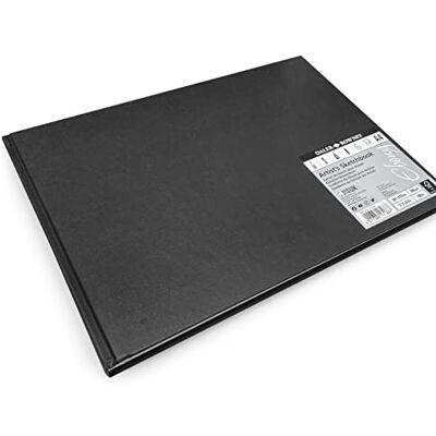 Daler Rowney Daler-Rowney Ebony 160gsm A4 Lightly Textured Landscape Hardback Sketchbook, Perfect Bound, 54 White Sheets, Ideal for Professional Artists & Students Daler Rowney Daler-Rowney Ebony 160gsm A4 Lightly Textured Landscape Hardback Sketchbook, Perfect Bound, 54 White Sheets, Ideal for Professional Artists & Students