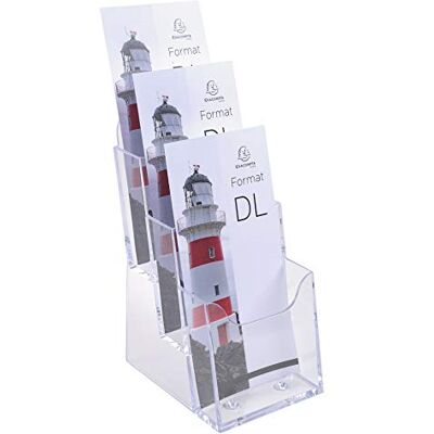 Exacompta Ref. 73158D Set of 4 flyer dispensers on table 3 compartments Monobloc Dimensions: Prof.11.2 x width.11.5 x Height.21.8 cm Format to file DL-10x21 cm Crystal Exacompta Ref. 73158D Set of 4 flyer dispensers on table 3 compartments Monobloc Dimensions: Prof.11.2 x width.11.5 x Height.21.8 cm Format to file DL-10x21 cm Crystal